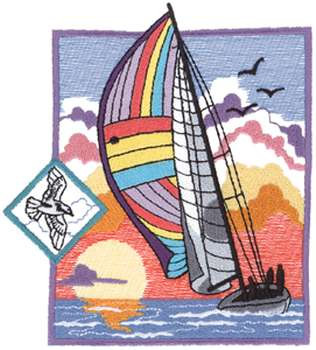 Sailboat Sunset Machine Embroidery Design