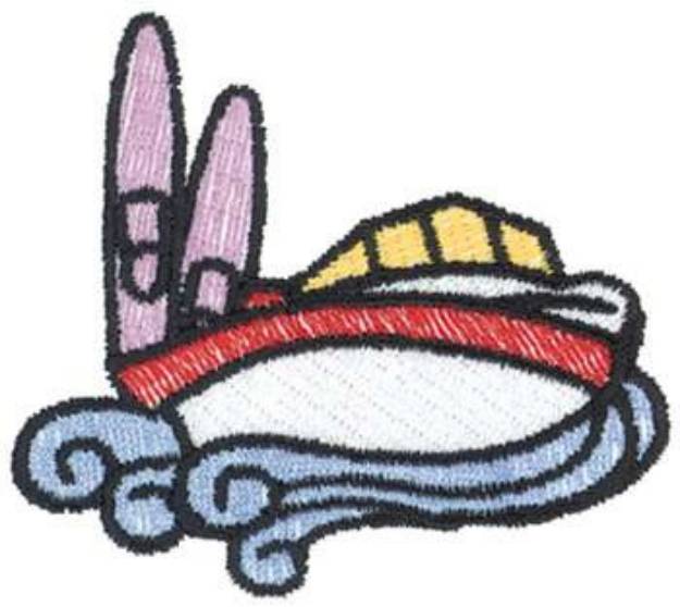 Picture of Speedboat & Skis Machine Embroidery Design