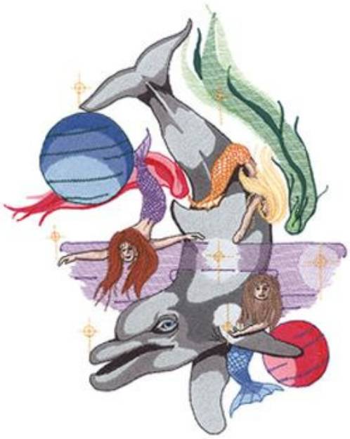 Picture of Dolphin & Mermaids Machine Embroidery Design
