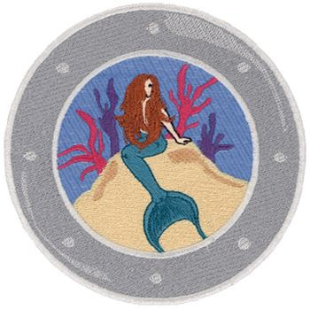 Porthole Mermaid Machine Embroidery Design
