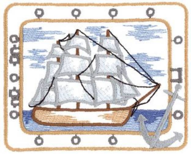 Picture of Porthole With Ship Machine Embroidery Design