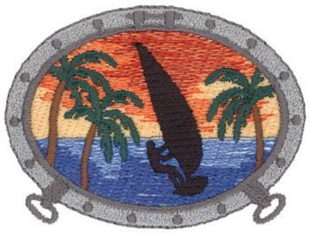 Picture of Windsurfer In Porthole Machine Embroidery Design