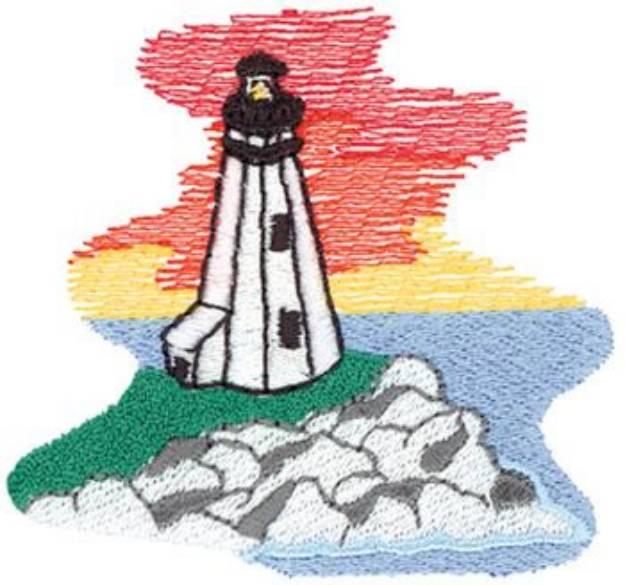Picture of Lighthouse On Cliff Machine Embroidery Design