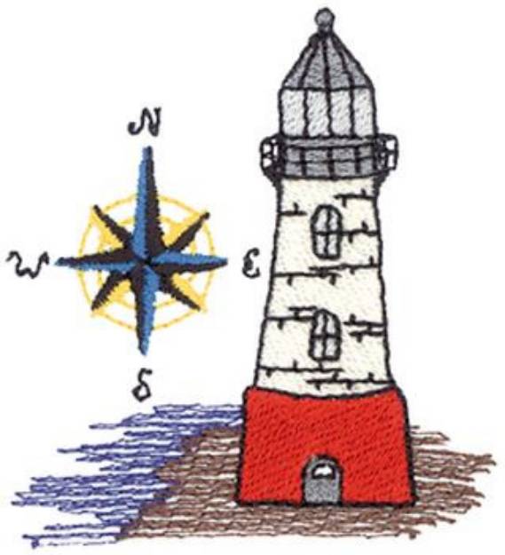Picture of Lighthouse And Compass Machine Embroidery Design