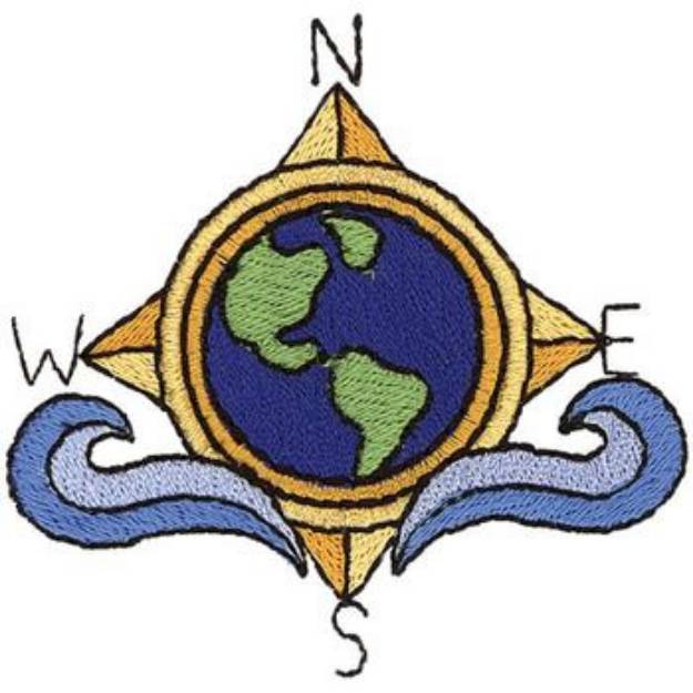Picture of World Compass Machine Embroidery Design