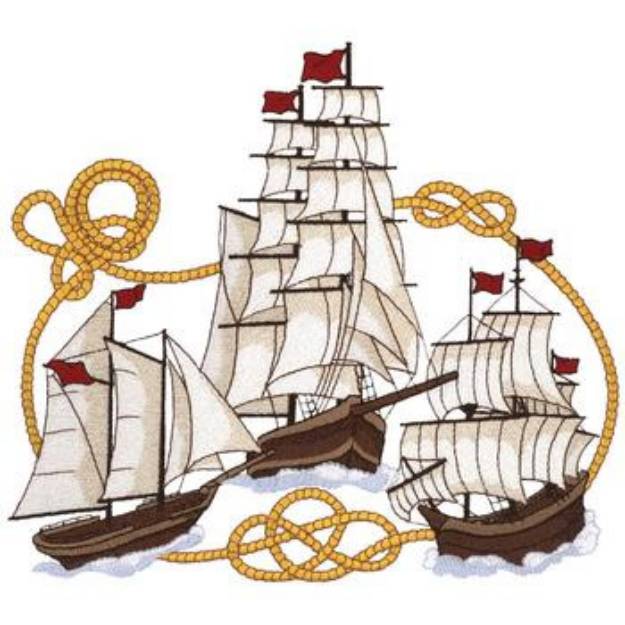 Picture of Tall Ships Collage Machine Embroidery Design