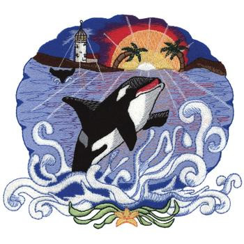 Orca In Shell Machine Embroidery Design