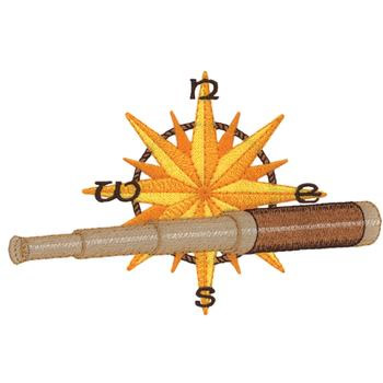 Telescope With Compass Machine Embroidery Design