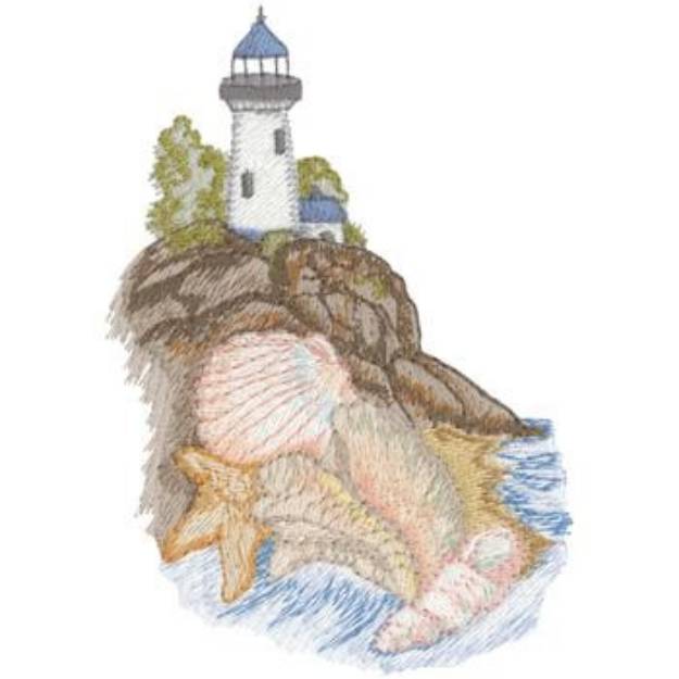 Picture of Lighthouse And Shells Machine Embroidery Design