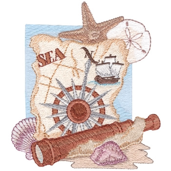 Nautical Star & Telescope Machine Embroidery Design