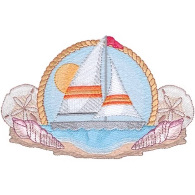 Picture of Sailboat and Shells Machine Embroidery Design