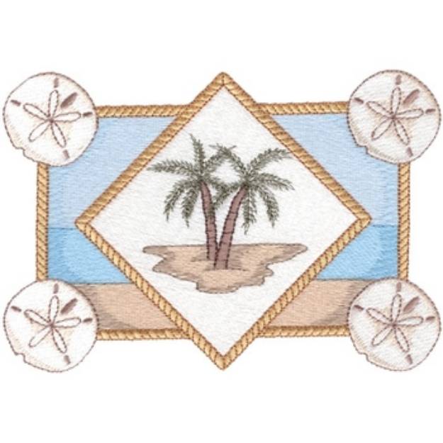 Picture of Sand Dollar & Palm Trees Machine Embroidery Design