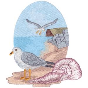 Picture of Seagulls & Shells Machine Embroidery Design