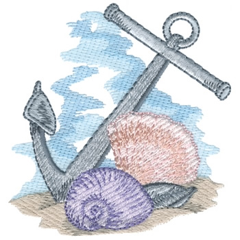 Anchor With Seashells Machine Embroidery Design