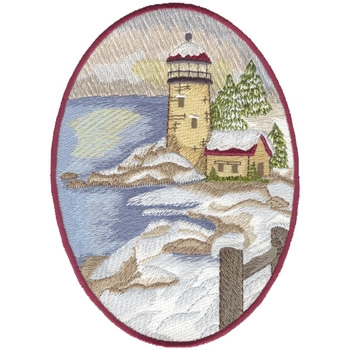 Winter Lighthouse Machine Embroidery Design