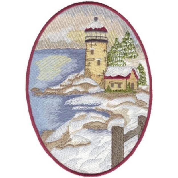 Picture of Winter Lighthouse Machine Embroidery Design