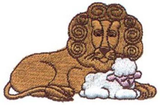 Picture of Lion With Lamb Machine Embroidery Design
