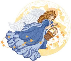 Angel With Moon Machine Embroidery Design