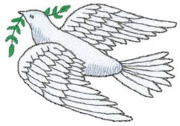 Picture of Dove With Branch Machine Embroidery Design