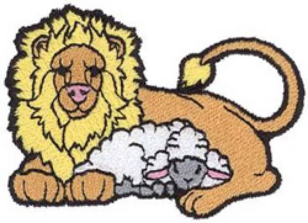 Picture of Small Lion & Lamb Machine Embroidery Design