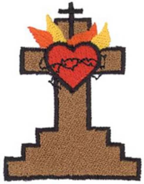 Picture of Sacred Heart Cross Machine Embroidery Design