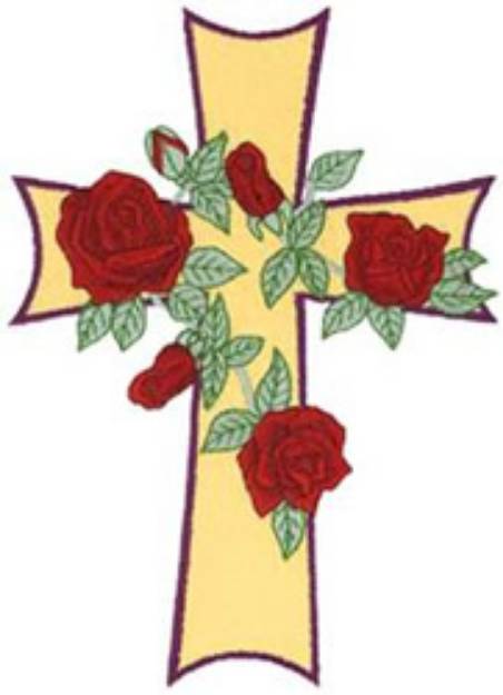 Picture of Cross & Roses Machine Embroidery Design