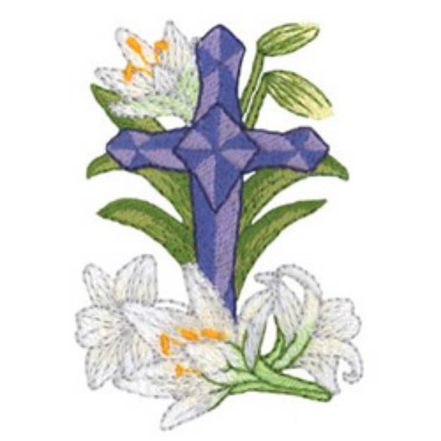 Picture of Lillies And Cross Machine Embroidery Design