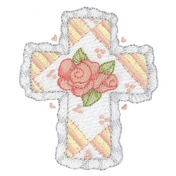 Rose Cross Machine Embroidery Design