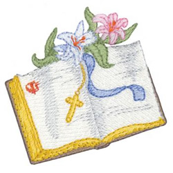 Bible With Lilies Machine Embroidery Design