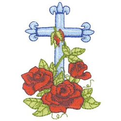 Cross With Roses Machine Embroidery Design