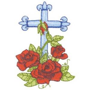 Picture of Cross With Roses Machine Embroidery Design