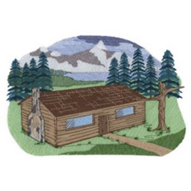 Picture of Cabin In Woods Machine Embroidery Design