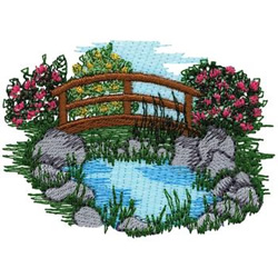 Pond Bridge Machine Embroidery Design