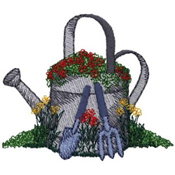 Watering Can Flowers Machine Embroidery Design