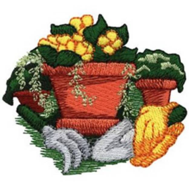 Picture of Terra Cotta Pots Machine Embroidery Design