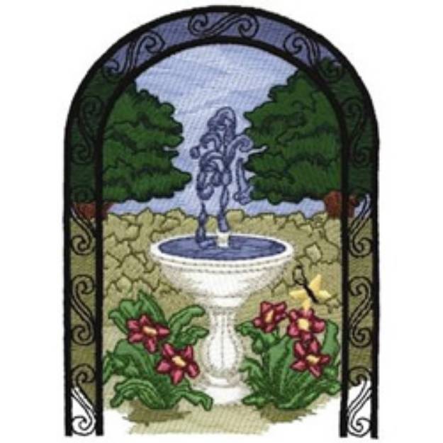 Picture of Garden Fountain Machine Embroidery Design