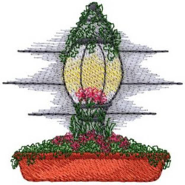Picture of Lantern W/ith Flowers Machine Embroidery Design