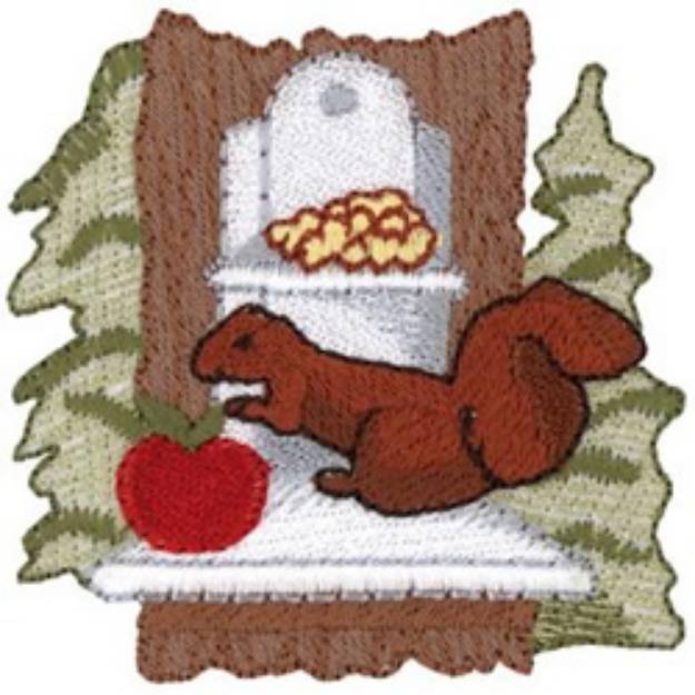 Picture of Squirrel Feeder Machine Embroidery Design