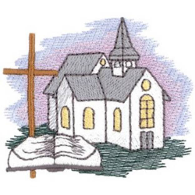 Picture of Church Scene Machine Embroidery Design
