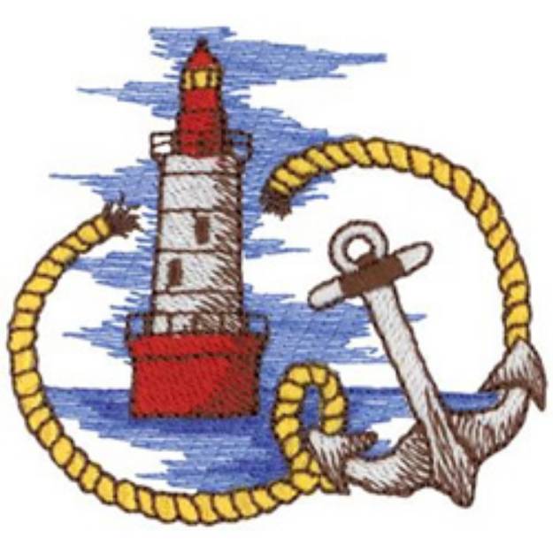 Picture of Lighthouse With Anchor Machine Embroidery Design