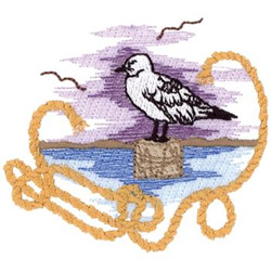 Perched Seagull Machine Embroidery Design