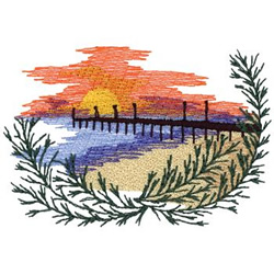 Pier At Sunset Machine Embroidery Design