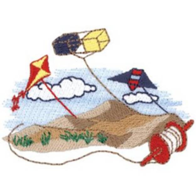 Picture of Flying Kites Machine Embroidery Design