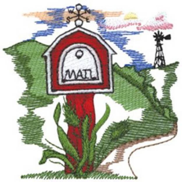 Picture of Barn Mailbox Machine Embroidery Design