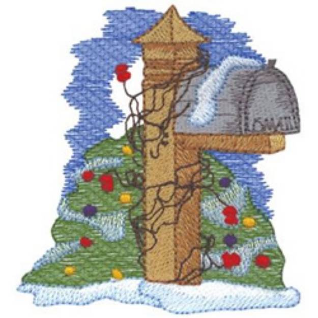 Picture of Winter Mailbox Machine Embroidery Design