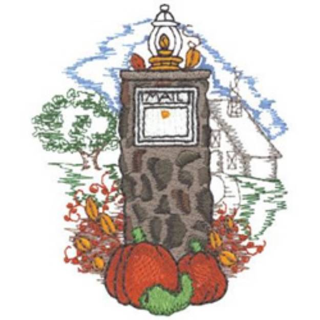 Picture of Fall Mailbox Machine Embroidery Design