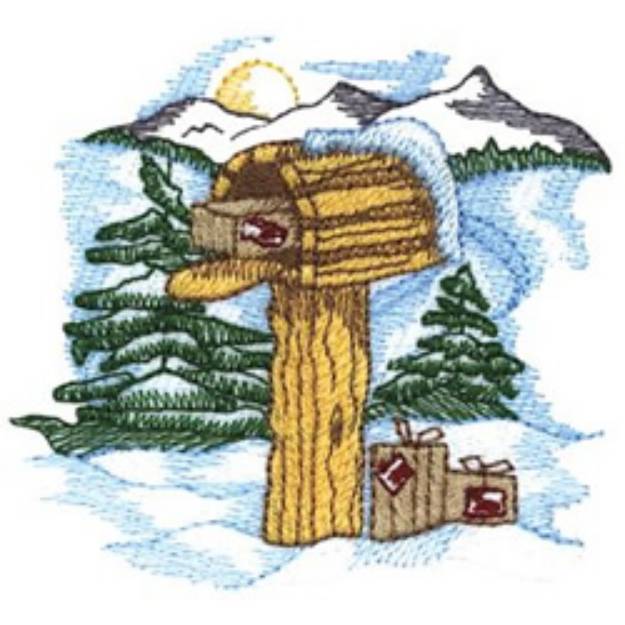 Picture of Pine Mailbox Machine Embroidery Design