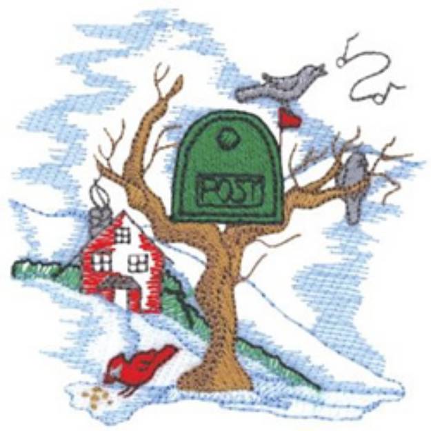 Picture of Winter Mailbox Machine Embroidery Design
