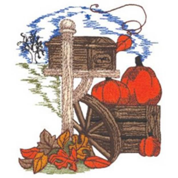 Picture of Harvest Mailbox Machine Embroidery Design