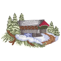 Snow Covered Bridge Machine Embroidery Design